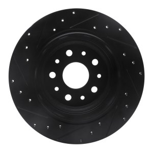 Jeep Wrangler Brake Rotor (1) - Rear Right - R1 Concepts - Drilled & Slotted - Black - `18-`25